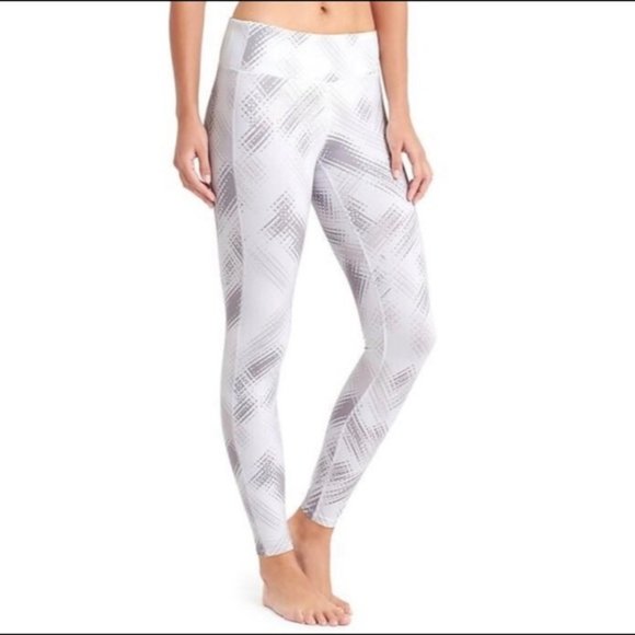 Athleta Pants - Athleta Superluxe Printed Tights Leggings White XL